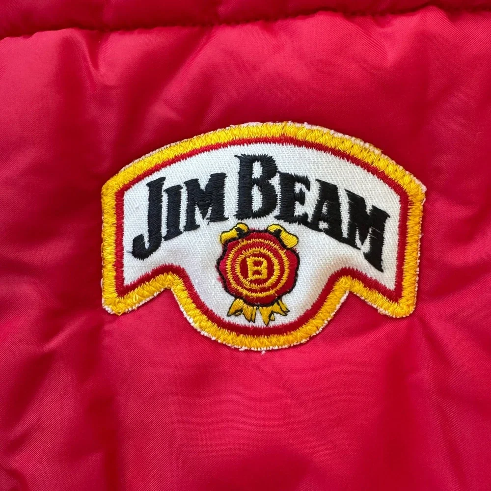 VTG Holloway Jim Beam XL Red Full Snap and Zip Men's Sleeveless‎ Puffer Vest